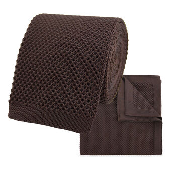 Wedding Handmade Polyester Knitted Pocket Square In Dark Brown, 9 of 9