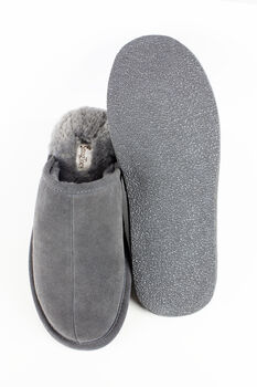 Snugtoes Mens Leather Slippers In Grey, 5 of 6