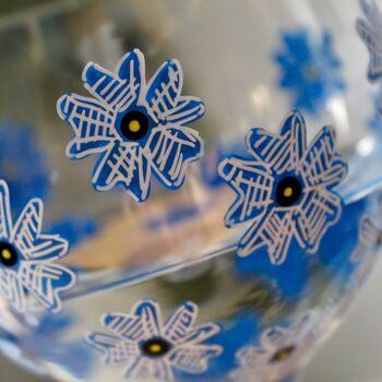 Blue Forget Me Not Painted Gin Glass, 6 of 7