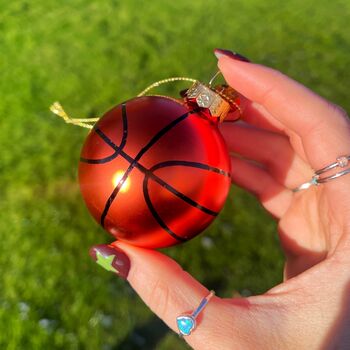 Christmas Basketball Glass Bauble, 2 of 3