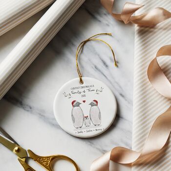 Personalised Family Christmas Penguin Bauble, 5 of 9