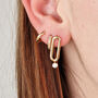 18ct Gold Plated Cz Crystal Dangle Hoop Earrings, thumbnail 2 of 5