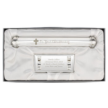 Personalised Christening Cross Silver Plated Holder, 4 of 5