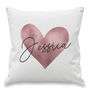 Metallic Rose Gold Heart Personalised Name Cushions, thumbnail 3 of 3