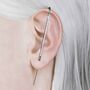 White Topaz Gold Plated Silver Minimalist Pin Ear Cuff, thumbnail 3 of 5