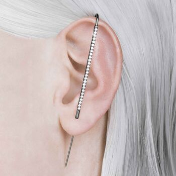 White Topaz Gold Plated Silver Minimalist Pin Ear Cuff, 3 of 5