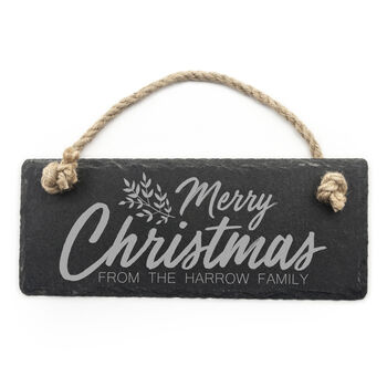 Personalised Merry Christmas Slate Hanging Sign, 5 of 5