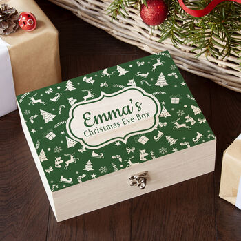 Personalised Christmas Eve Box With Festive Pattern, 6 of 12