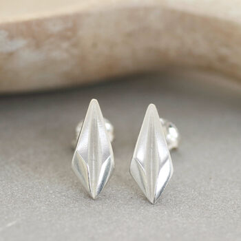 Geometric Earrings. Silver Art Deco Studs Earrings, 6 of 10