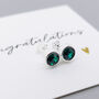 Sterling Silver May Emerald Birthstone Stud Earrings, thumbnail 5 of 7