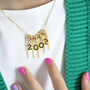 Gold Plated Significant Date Charm Necklace, thumbnail 2 of 11