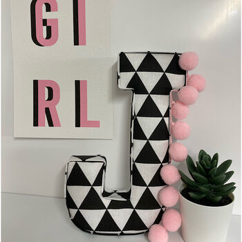 Personalised Monochrome Fabric Pompom Letter, 10 of 10