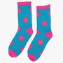 Women's Glitter Socks Turquoise Pink Large Polka Dot, thumbnail 1 of 4