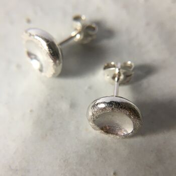 Silver Crater Stud Earrings, 5 of 7