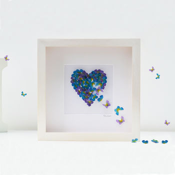 Framed Memorial Butterfly Heart Forget Me Not Colours, 2 of 7