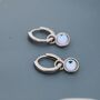 Dangle Moonstone Huggie Hoop In Sterling Silver, thumbnail 2 of 12