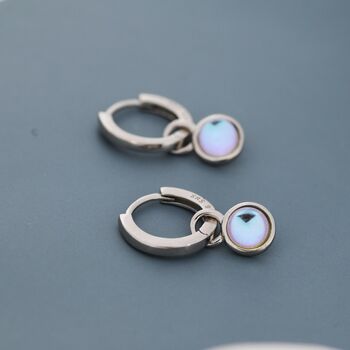 Dangle Moonstone Huggie Hoop In Sterling Silver, 2 of 12