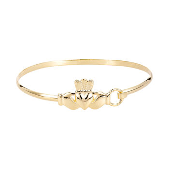18ct Gold Plated Claddagh Bangle Bracelet, 2 of 5