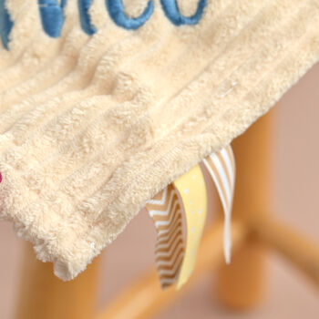 Personalised Teddy Bear Comforter With Ribbons, 6 of 6