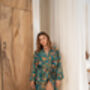 Teal Satin Batik Kimono Robe, thumbnail 2 of 9