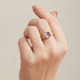 Blue Topaz Matte Gold Plated Silver Stacking Ring, thumbnail 8 of 9
