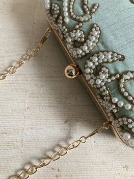 Mint Green Pearl Rectangular Clutch Bag, 7 of 9