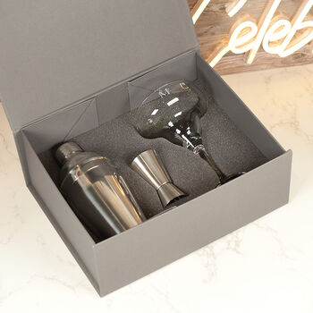 Personalised Floral Initial Cocktail Glass And Gift Set, 2 of 4