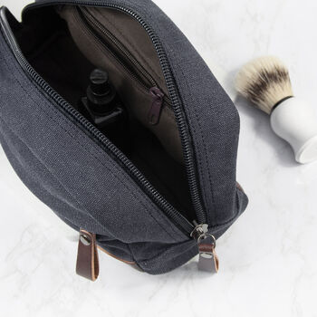 Personalised Weekender Grey Denim Wash Bag, 4 of 5