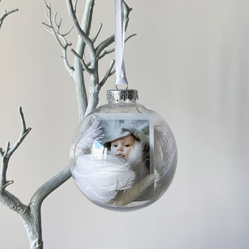 Personalised Photo Faux Feather Christmas Bauble, 2 of 5