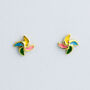 Sterling Silver Colourful Pinwheel Stud Earrings, thumbnail 6 of 6