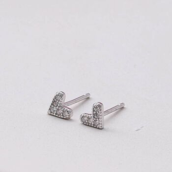 'I Like My Sister' Sterling Silver Crystal Heart Earrings, 7 of 8