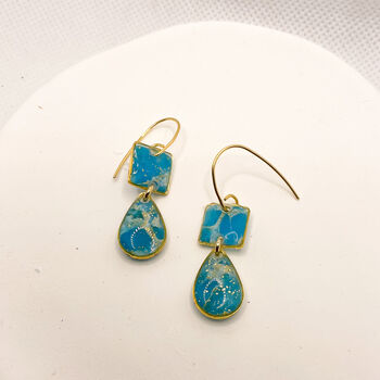 Turqoise Dainty Drop, Clay And Resin Earrings, 8 of 12