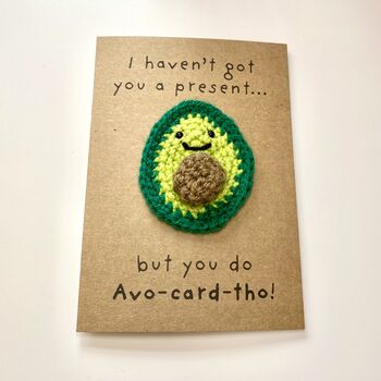Avocado Funny Crochet Birthday Card Handmade, 5 of 10