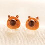 Brown Enamel Capybara Stud Earrings, thumbnail 1 of 3