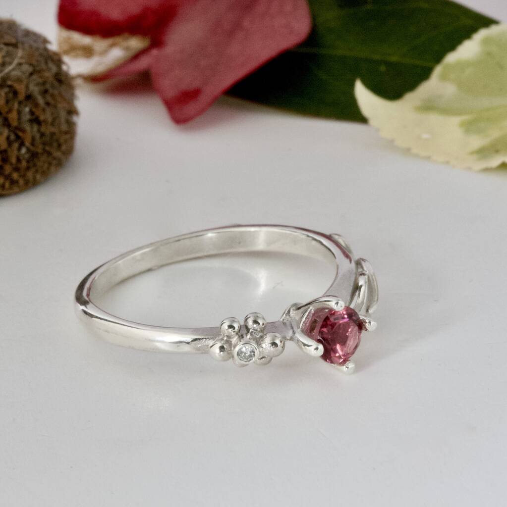 Silver Leaf Ring, Ariel Gemstone Diamond Ring By Caroline Brook ...
