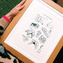 Bespoke Hand Drawn Memories Print For 1st Anniversary, thumbnail 1 of 3