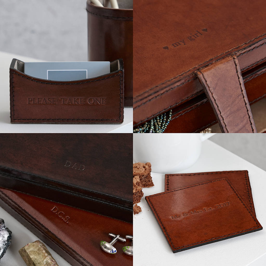 Leather Desk Organiser Set By Life Of Riley | notonthehighstreet.com