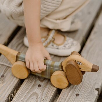 Wooden Pull Along Toy Dachshund, 2 of 6