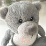 Personalised Born In 2026 Grey Teddy Bear – New Baby Arrival Gift, thumbnail 6 of 8