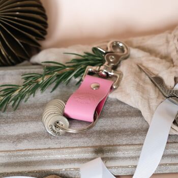Custom Country Pink Leather Travel Keyring Gift Set, 3 of 5