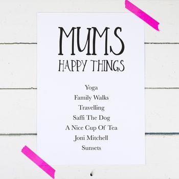 Personalised Happy Things Print For Mum, 2 of 4