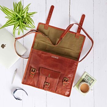 Personalised Brown Leather Vintage Satchel Bag, 7 of 11