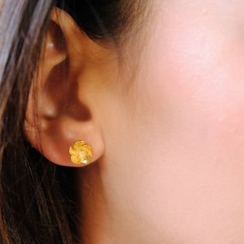 Hawthorn Blossom Earrings In Gold Plated Silver, 2 of 4