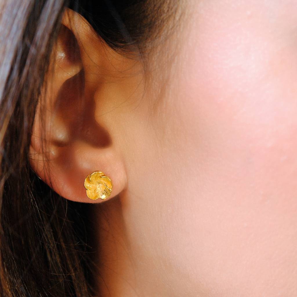 Gold Stud Earrings by Alice Stewart Jewellery