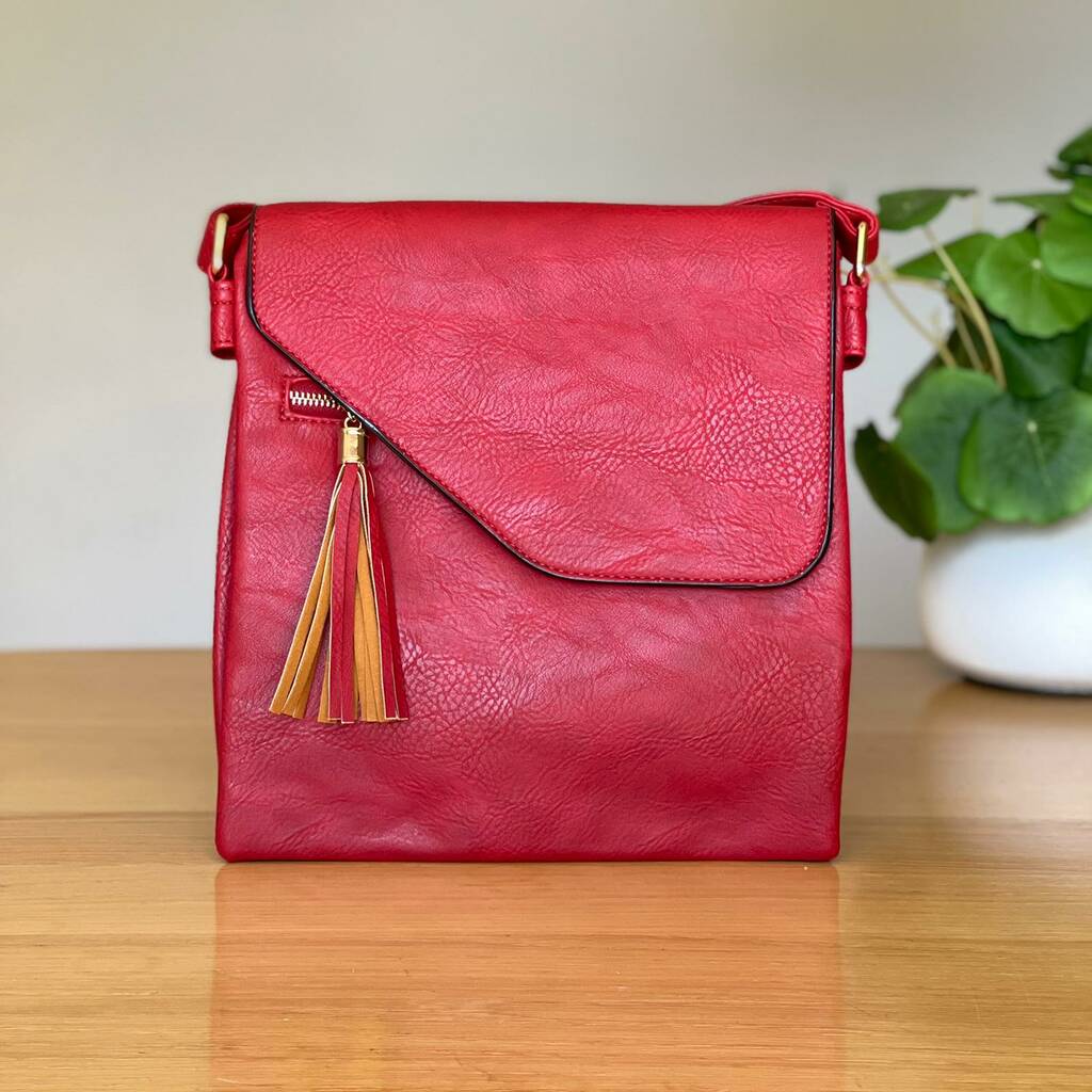 Cross Body Bag With Tassel In Red By Nest Gifts | notonthehighstreet.com