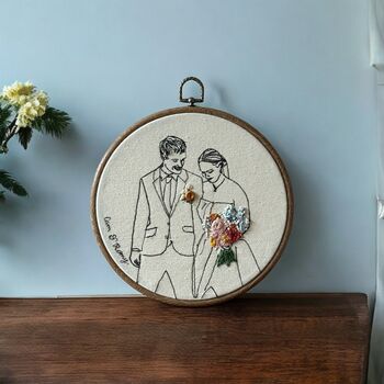 Personalised Embroidered Couples Wedding Portrait, 2 of 10