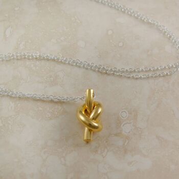 Friendship Knot Gold Plated Sterling Silver Necklace, 2 of 7