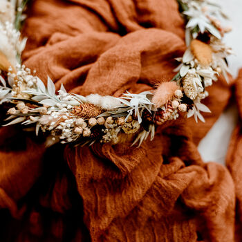 Aurelia Rust Dried Flower Crown Wedding Headband, 3 of 3