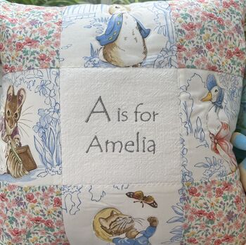 Beatrix Potter Patchwork Floral Name Cushion, 4 of 8