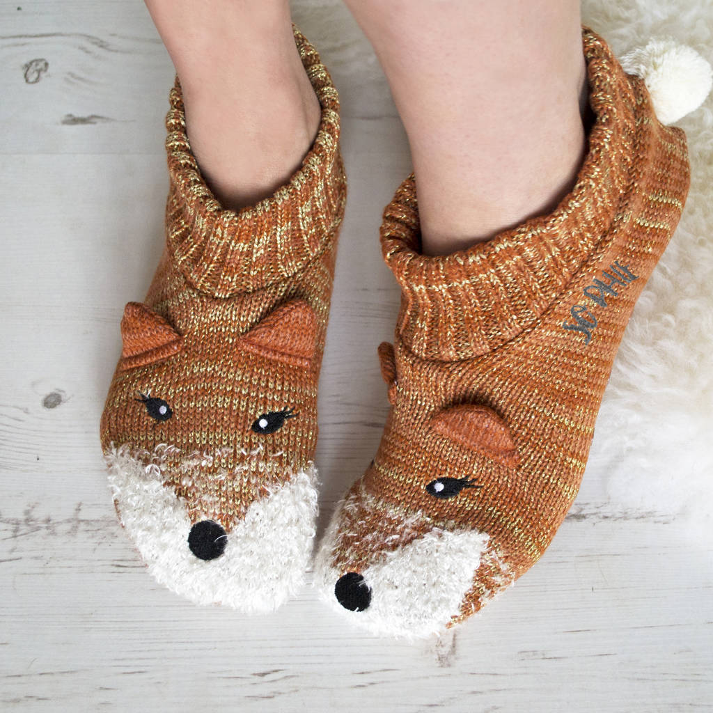 Personalised Glitter Fox Slippers By Solesmith